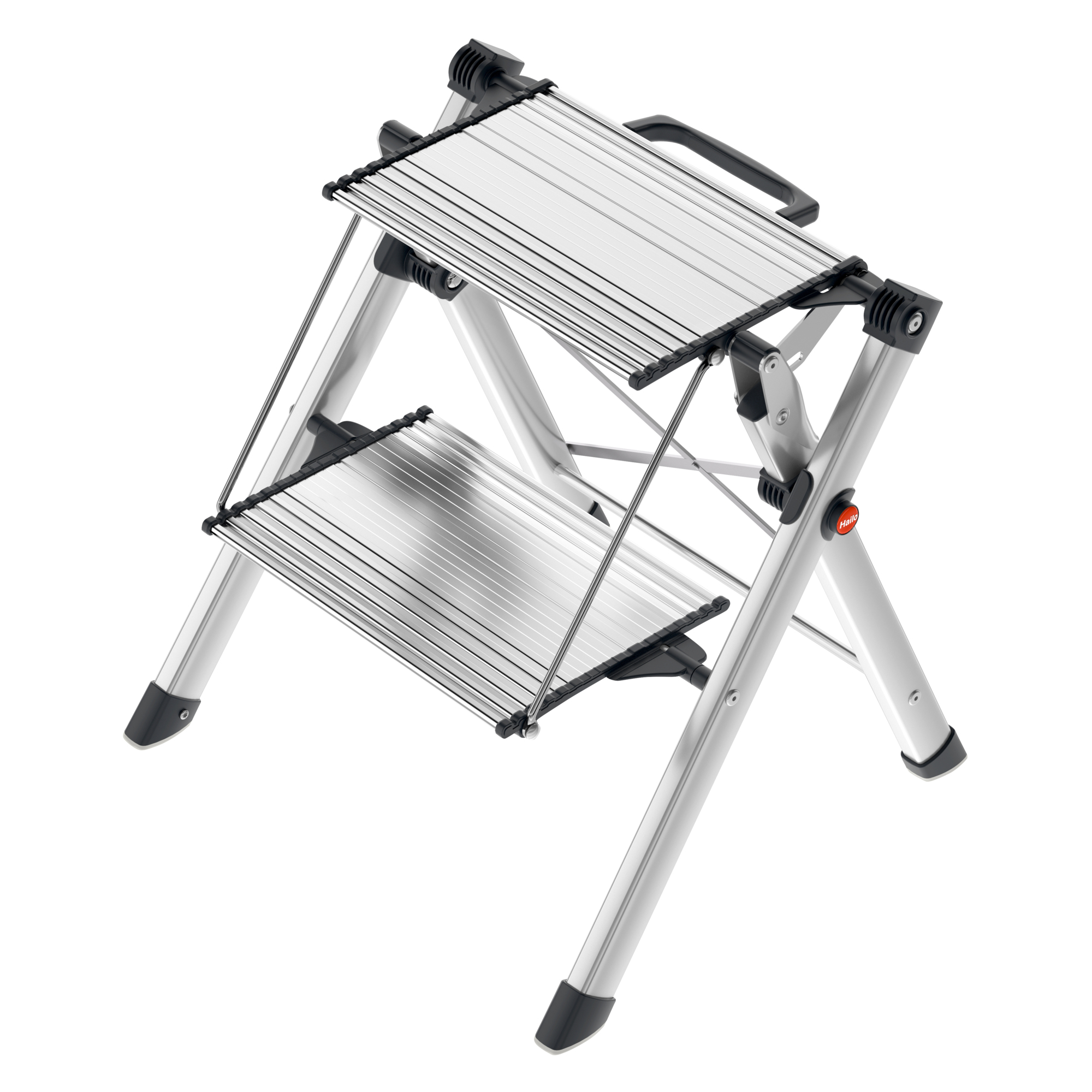 Hailo, Large aluminum steps- super slim- 330 lb cap., Height 17.7 ft, Capacity 330 lb, Material Aluminum, Model# 9204015247